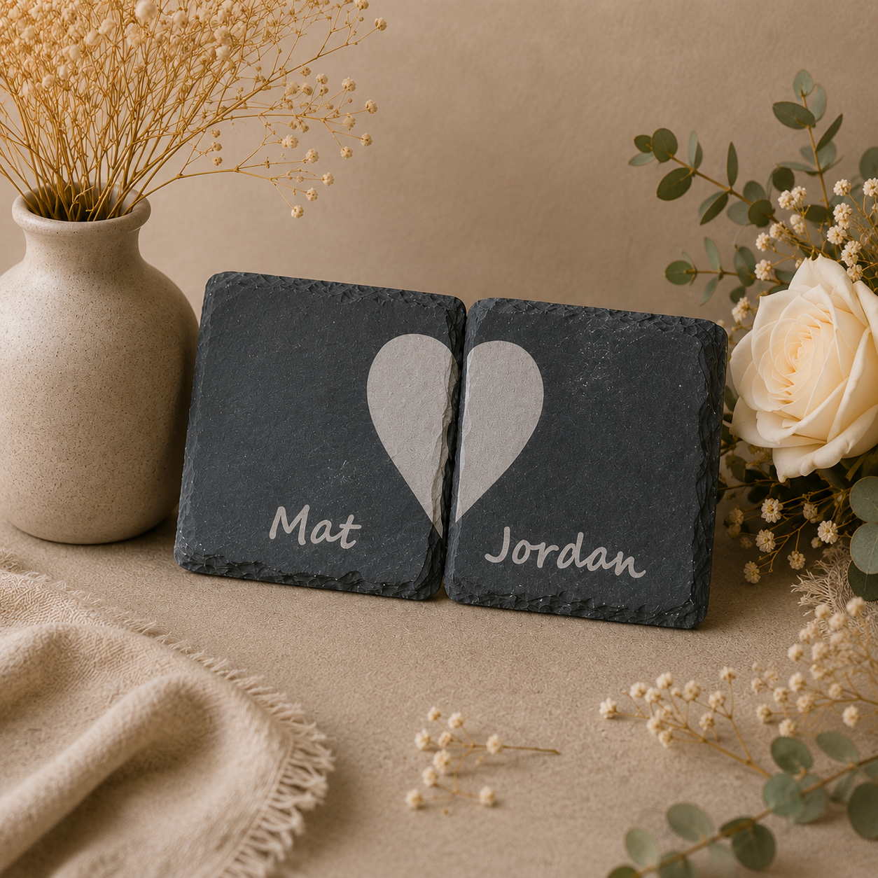 Personalised Slate Couples Coaster Set