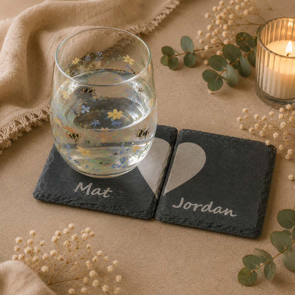Personalised Slate Couples Coaster Set
