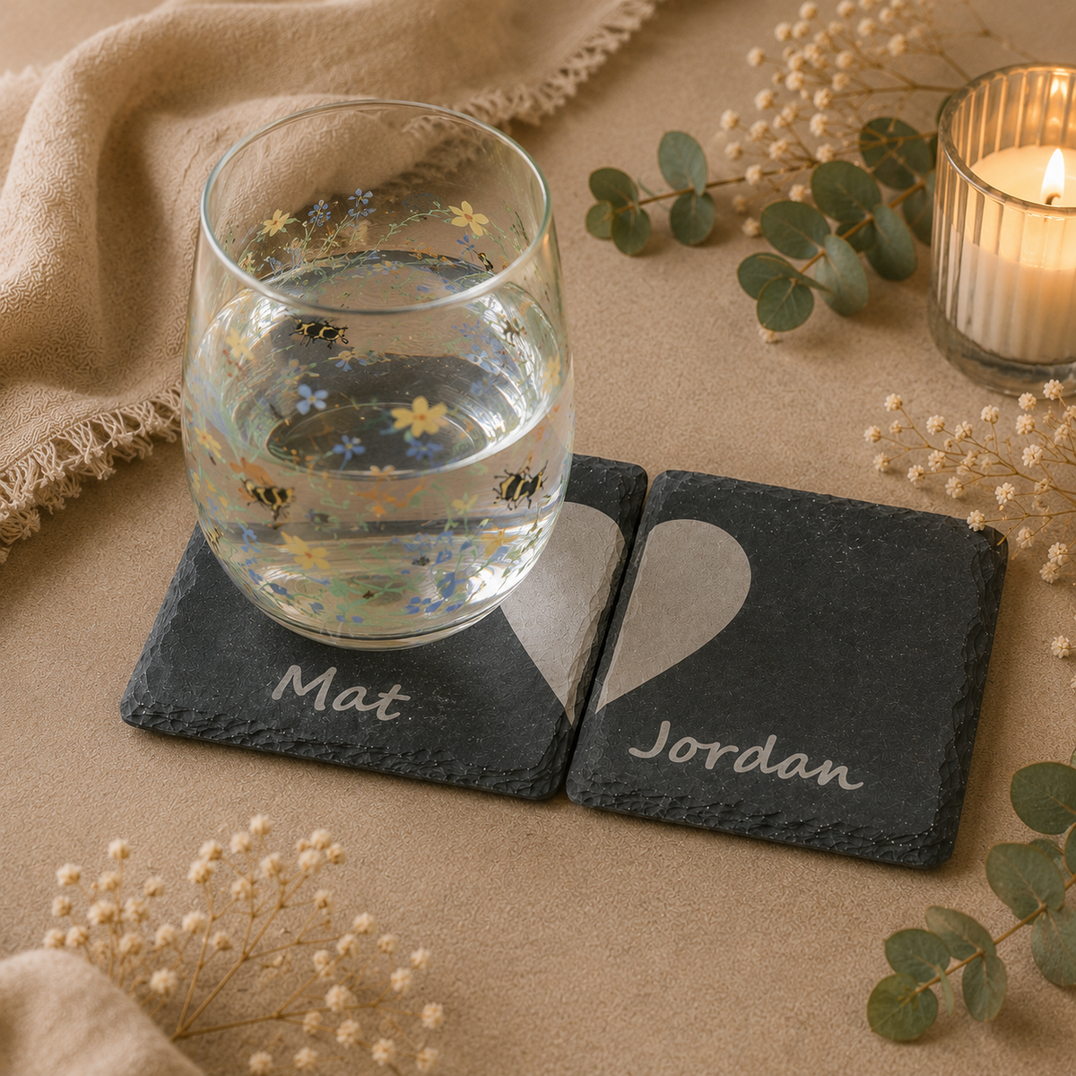 Personalised Slate Couples Coaster Set