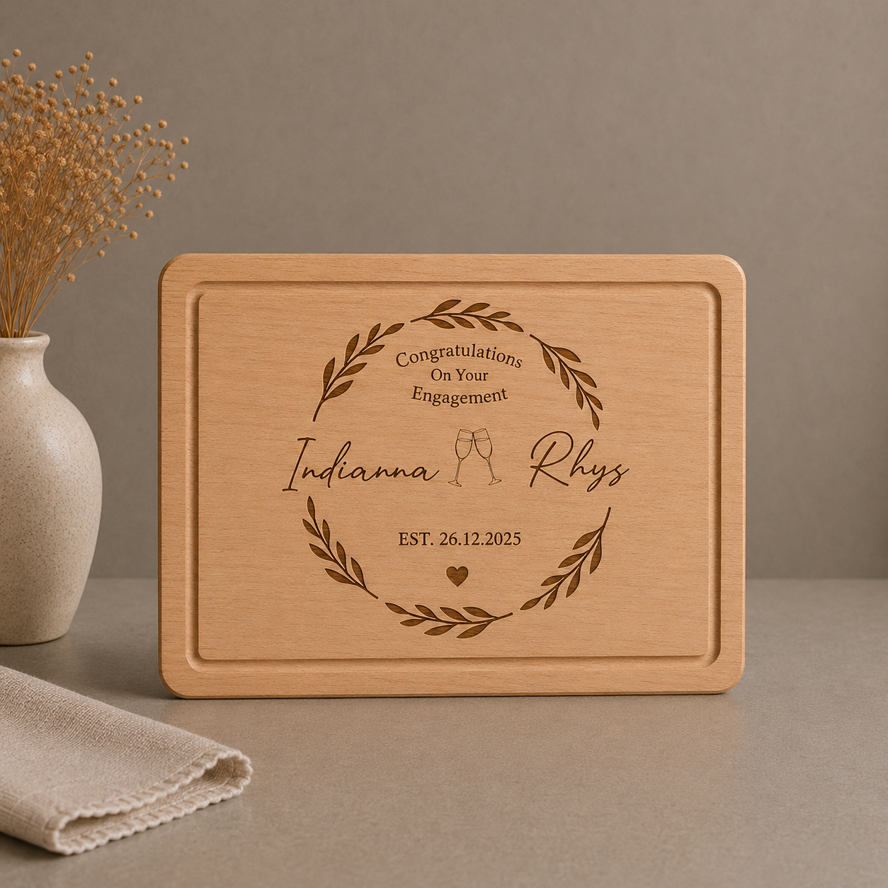 Personalised Wooden Engaged Chopping Board