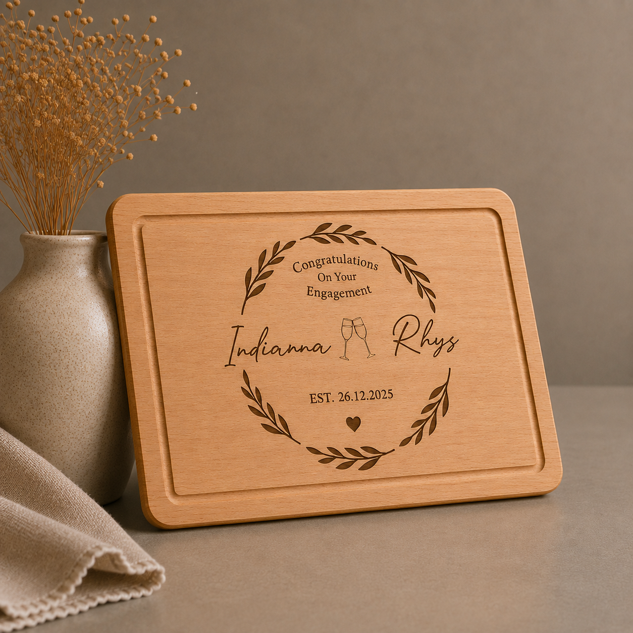 Personalised Wooden Engaged Chopping Board
