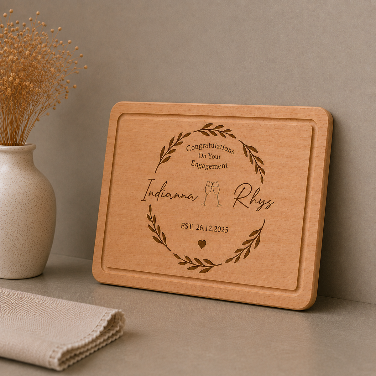 Personalised Wooden Engaged Chopping Board