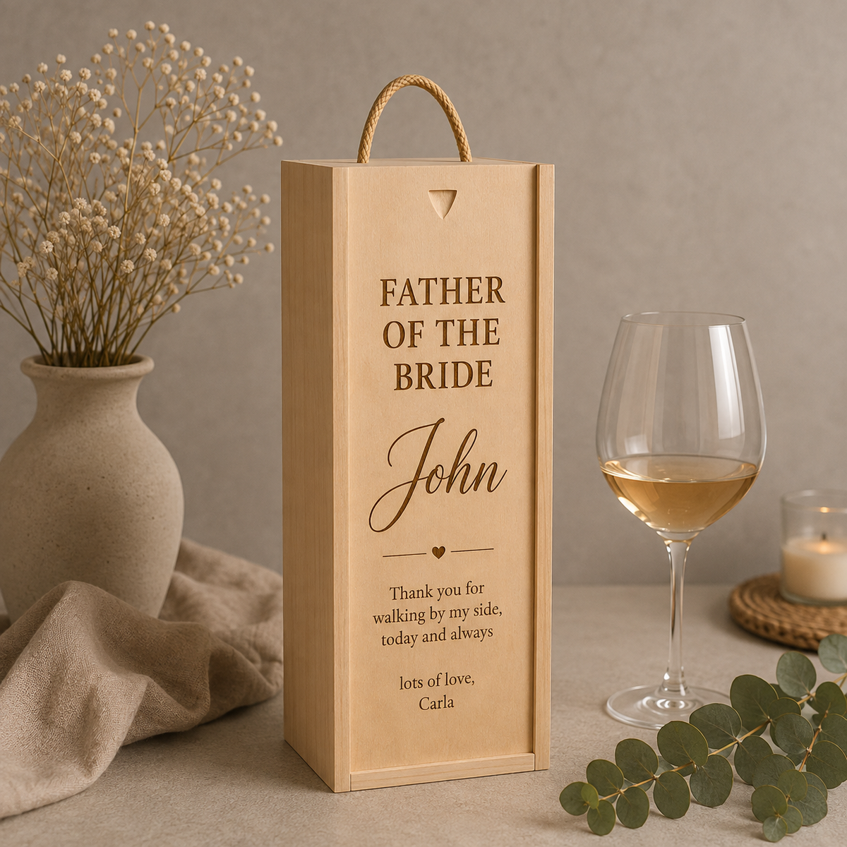 Personalised Wooden Father of the Bride Wine/Champagne Box