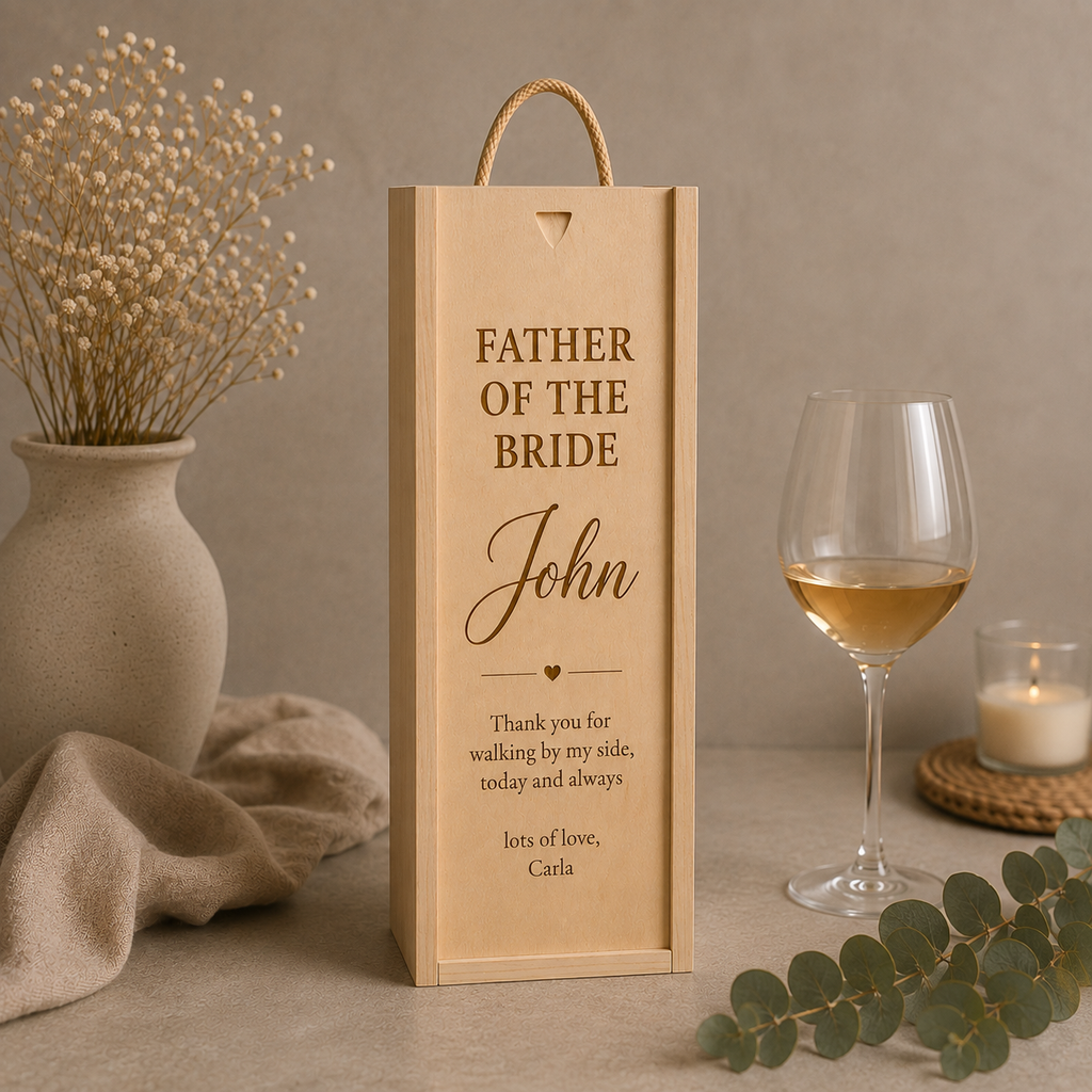 Personalised Wooden Father of the Bride Wine/Champagne Box