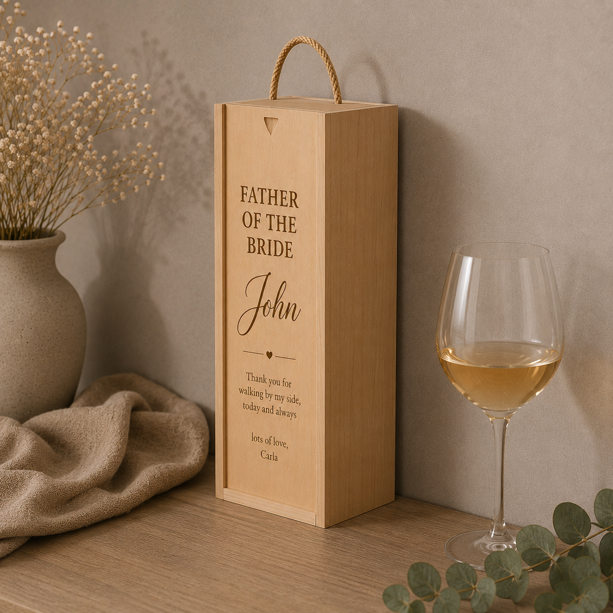 Personalised Wooden Father of the Bride Wine/Champagne Box