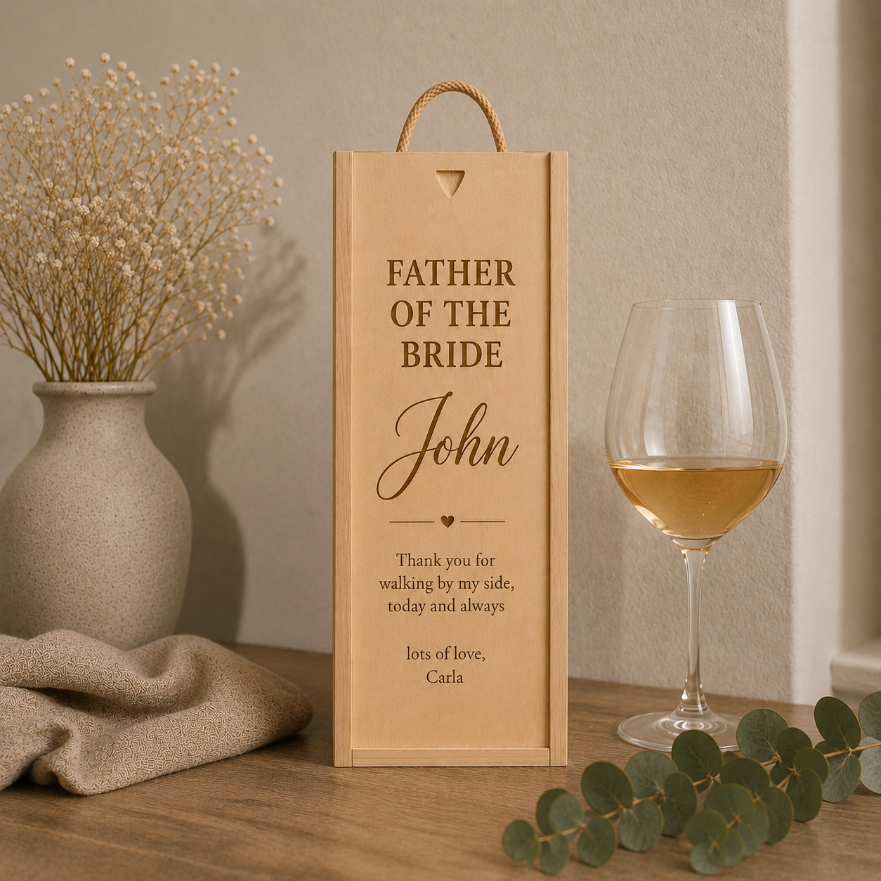 Personalised Wooden Father of the Bride Wine/Champagne Box