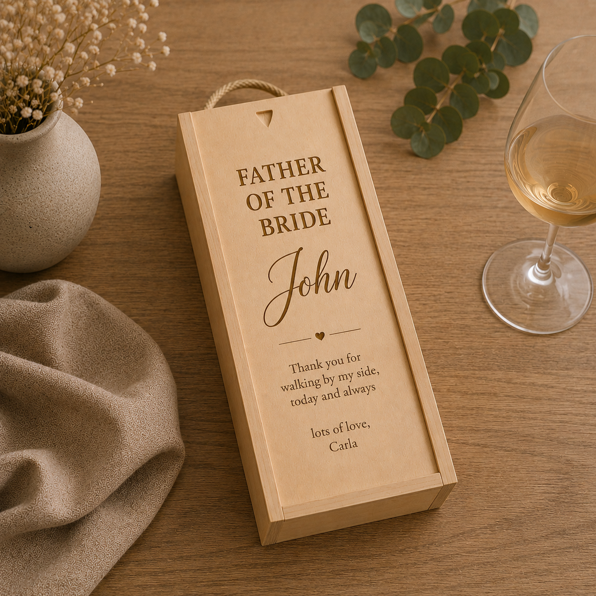 Personalised Wooden Father of the Bride Wine/Champagne Box