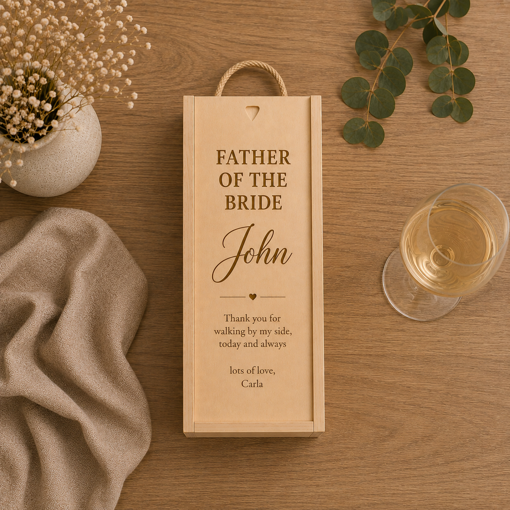 Personalised Wooden Father of the Bride Wine/Champagne Box