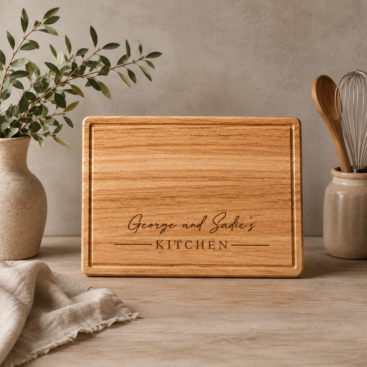 Personalised Wooden Couples Kitchen Chopping Board