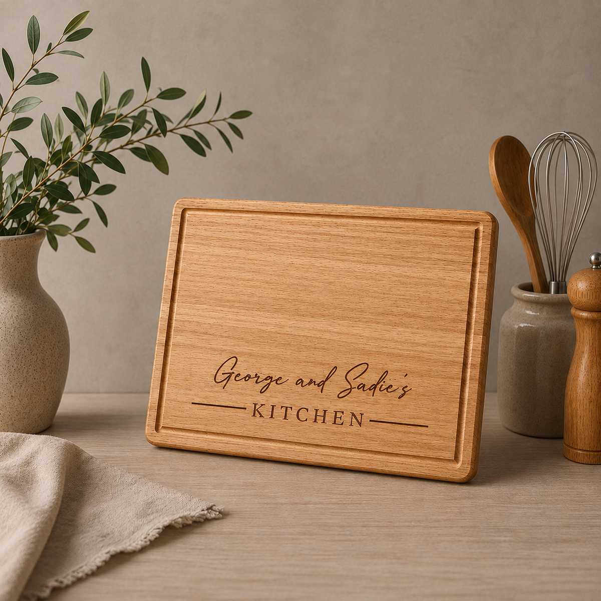 Personalised Wooden Couples Kitchen Chopping Board