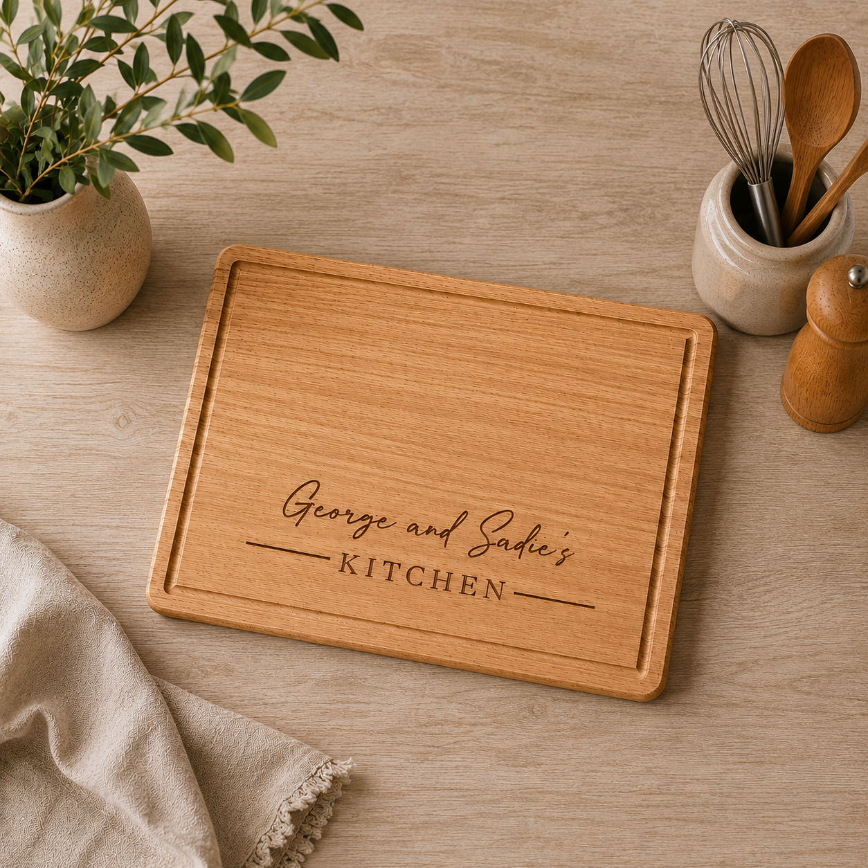 Personalised Wooden Couples Kitchen Chopping Board