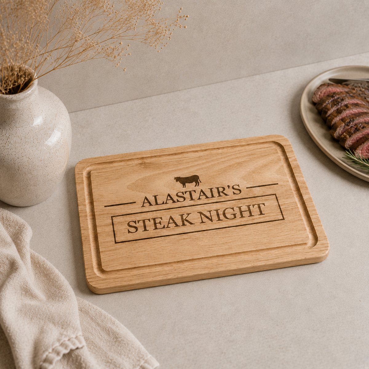 Personalised Wooden Steak Night Board