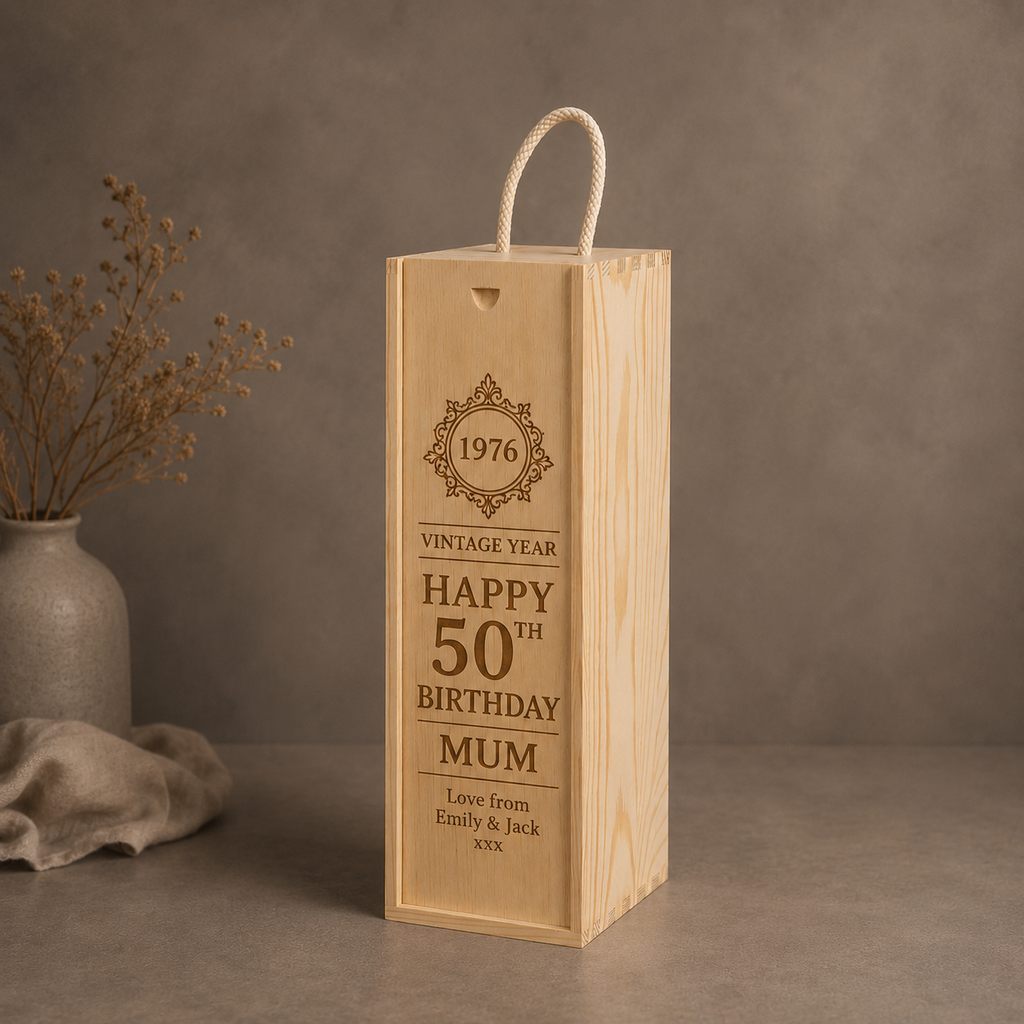 Personalised Wooden Birthday Wine/Champagne Box