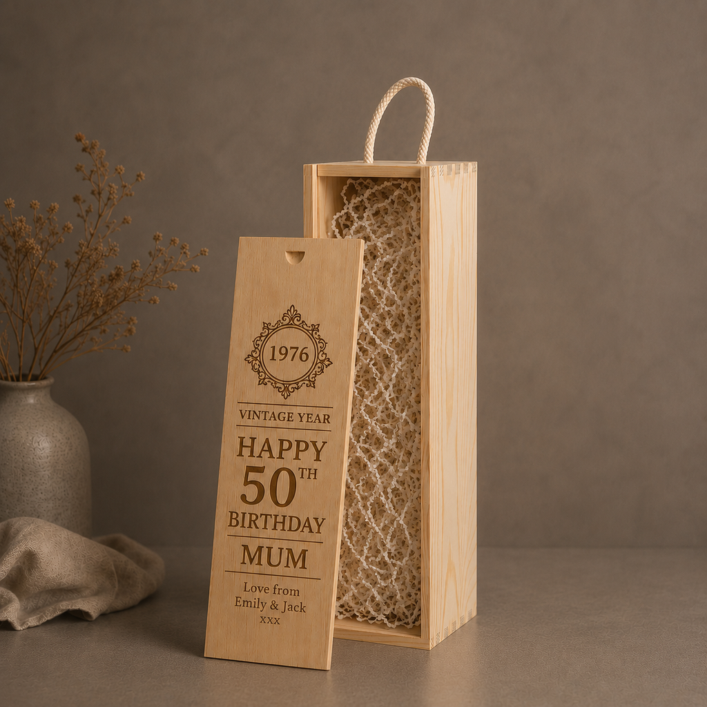 Personalised Wooden Birthday Wine/Champagne Box